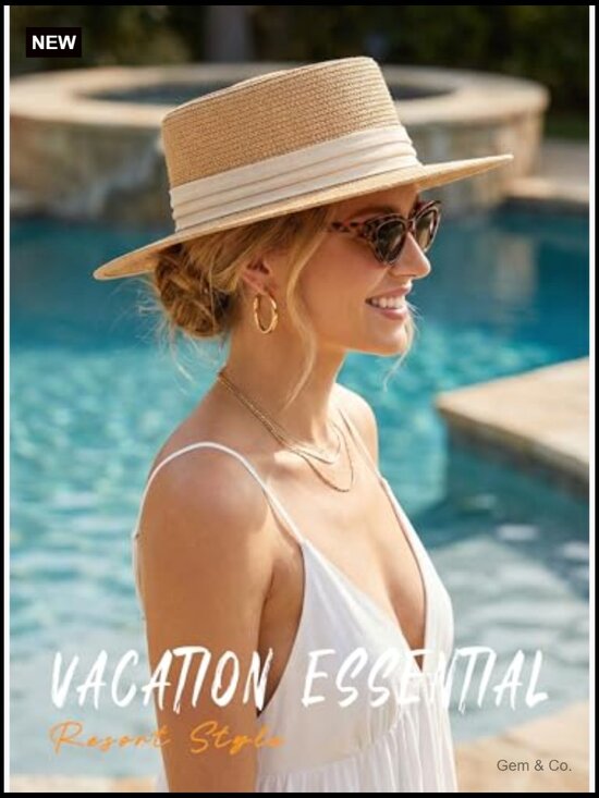 Women\'s Wide Brim Straw Sun Hat UPF 50+ Beach Travel main image 5